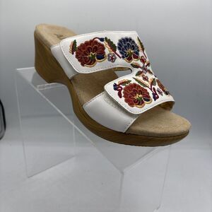 Alegria Lin 600-N White Needles & Pins Embroidered Comfort Sandals EU 37 US 7
